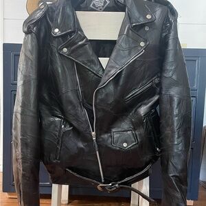 Black Buffalo Leather Biker Jacket
